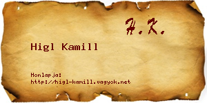 Higl Kamill névjegykártya